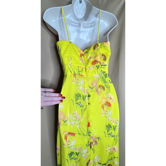 Harlyn Yellow Floral Printed V neck Dress XS - Picture 12 of 15